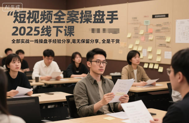 短视频全案操盘手2025线下课，全部实战一线操盘手经验分享，毫无保留分享，全是干货-Ai创业网