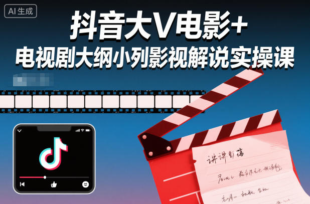 抖音大V电影+电视剧大纲小列影视剧解说实操课-Ai创业网