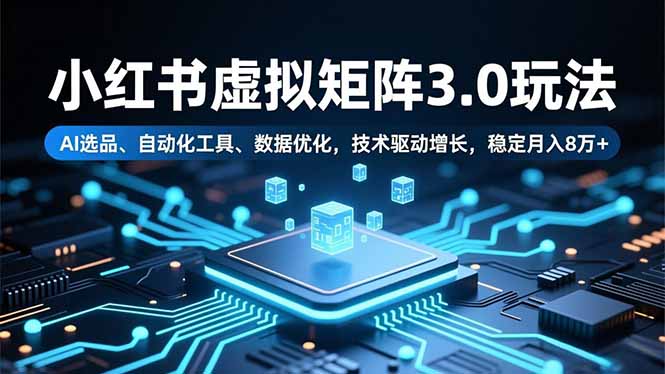 小红书虚拟矩阵3.0玩法，AI选品、自动化工具、数据优化，技术驱动增长，稳定月入8万+-Ai创业网