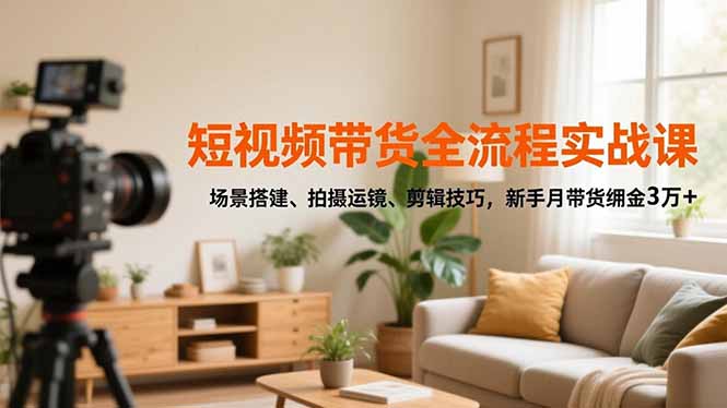 短视频带货全流程实战课，场景搭建、拍摄运镜、剪辑技巧，新手月带货佣金3万+-Ai创业网