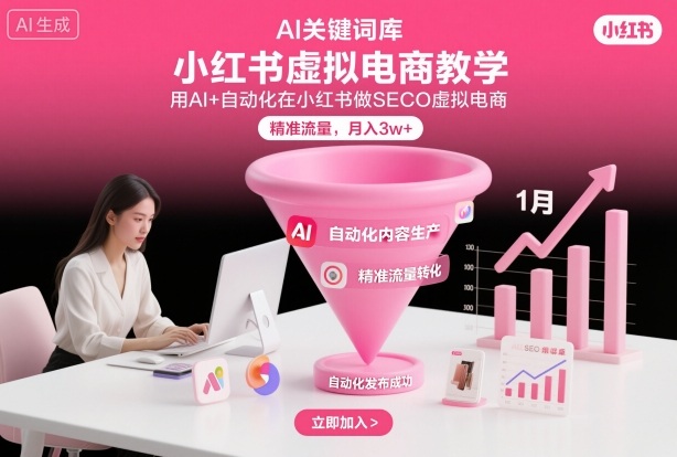 小红书虚拟电商项目，用AI+自动化在小红书做SEO虚拟电商，精准流量，月入3w+-Ai创业网