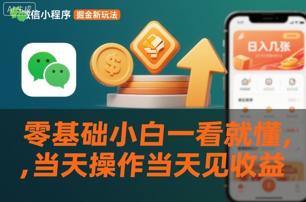 微信小程序掘金新玩法，日入几张，零基础小白一看就懂，当天操作当天见收益【揭秘】-Ai创业网