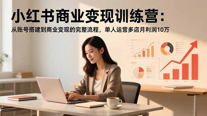 小红书商业变现训练营：从账号搭建到商业变现的完整流程，单人运营多店月利润10万-Ai创业网