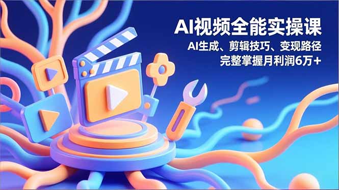 AI视频全能实操课，AI生成、剪辑技巧、变现路径，完整掌握月利润6万+-Ai创业网