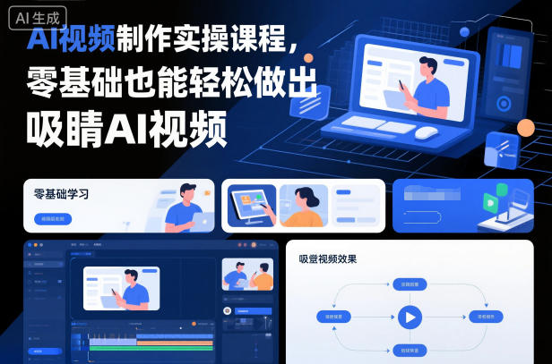 AI视频制作实操课程，零基础也能轻松做出吸睛AI视频-Ai创业网