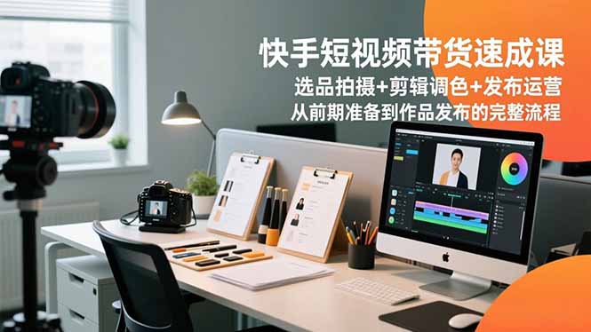 快手短视频带货速成课，选品拍摄+剪辑调色+发布运营，从前期准备到作品发布的完整流程-Ai创业网