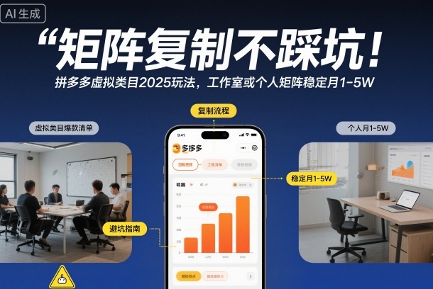 矩阵复制不踩坑！拼多多虚拟类目2025玩法，工作室或者个人矩阵稳定月1-5W【揭秘】-Ai创业网