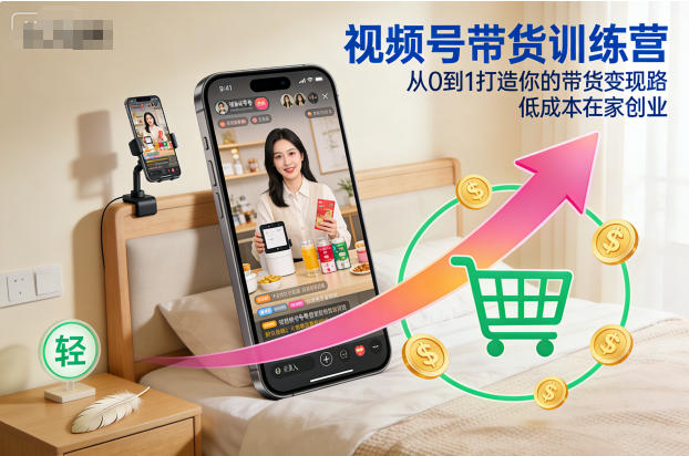视频号带货训练营，从0到1打造你的带货变现路，低成本在家创业-Ai创业网