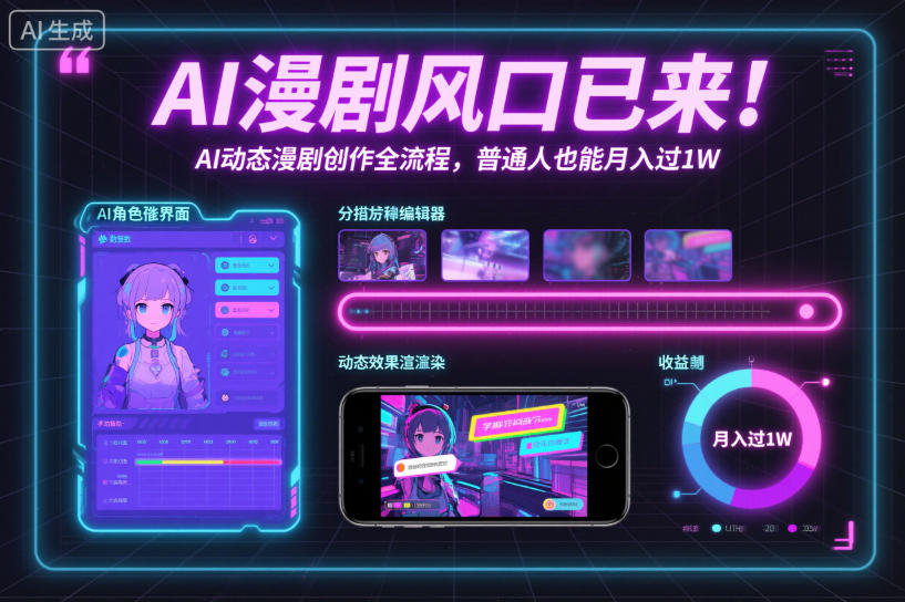 AI漫剧风口已来！AI动态漫剧创作全流程，普通人也能月入过1W-Ai创业网