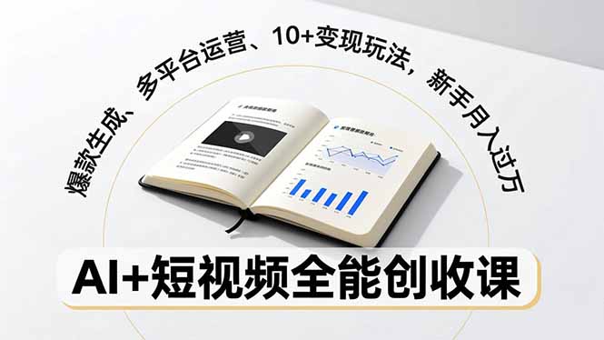 AI+短视频全能创收课，爆款生成、多平台运营、10+变现玩法，新手月入过万-Ai创业网