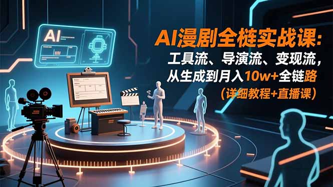 AI漫剧全栈实战课：工具流、导演流、变现流，从生成到月入10w+全链路 (详细教程+直播课-Ai创业网