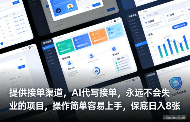 提供接单渠道，AI代写接单，永远不会失业的项目，操作简单容易上手，保底日入8张【揭秘】-Ai创业网