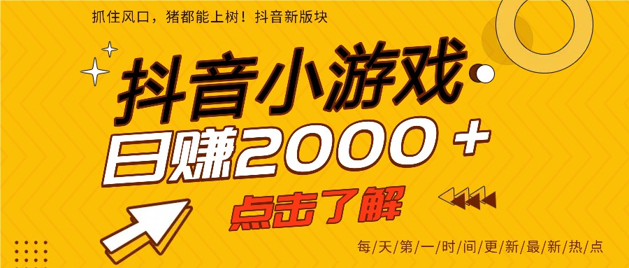 5年爆火的抖音小游戏项目，一部手机日入2000+-Ai创业网