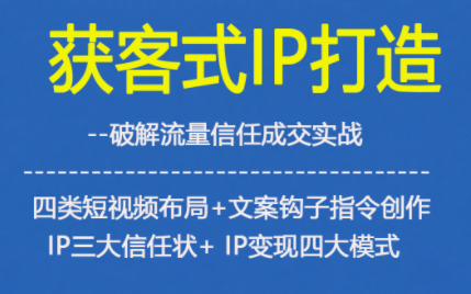 获客型IP打造，破解流量信任成，四类短视频布局+文案钩子指令创作IP三大信任状+IP变现四大模式-Ai创业网