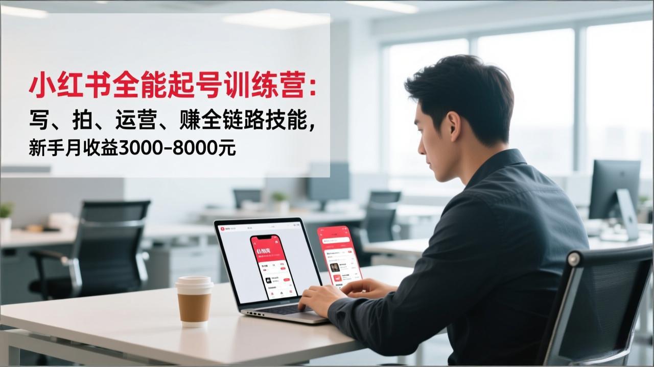 小红书全能起号训练营：写、拍、运营、赚全链路技能，新手月收益3000-8000元-Ai创业网