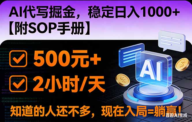 2026风口项目,AI代写掘金，稳定日入1000+，掌握核心技能【附SOP手册】-Ai创业网