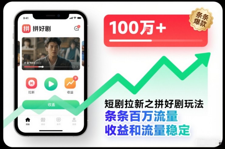 短剧拉新之拼好剧玩法，条条百万流量，收益和流量稳定-Ai创业网