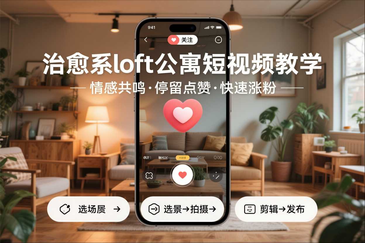 治愈系loft公寓短视频制作教学，情感共鸣引停留点赞关注，快速起号涨粉-Ai创业网