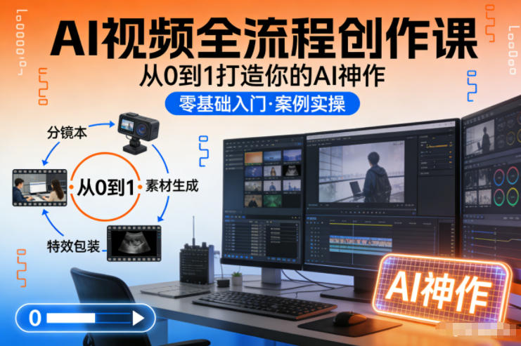 AI视频全流程创作课，从0到1打造你的AI神作-Ai创业网