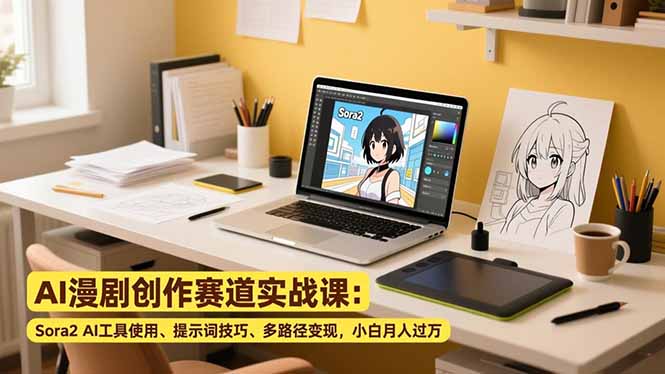 AI漫剧创作赛道实战课：Sora2 AI工具使用、提示词技巧、多路径变现，小白月入过万-Ai创业网