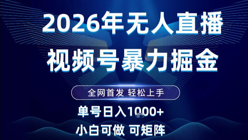 2026最新视频号无人直播掘金，全网首发，小白可以玩，长期稳定日入1k+【揭秘】-Ai创业网