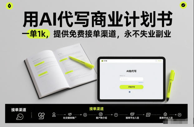 用AI代写商业计划书，一单1k，提供免费接单渠道，永不失业副业-Ai创业网