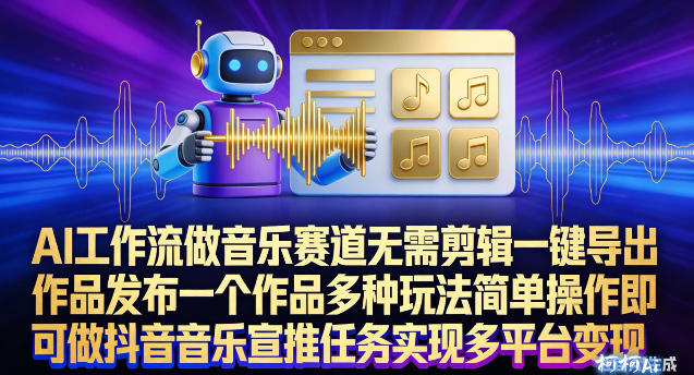 AI工作流做音乐赛道，无需剪辑，一键导出作品发布，一个作品多种玩法，简单操作即可做抖音音乐宣推任务-Ai创业网
