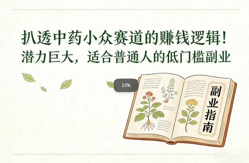 扒透中药小众赛道的賺米逻辑，潜力巨大，适合普通人的低门槛副业-Ai创业网