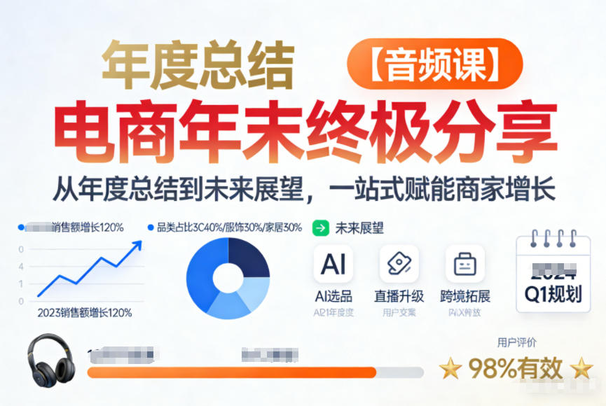 电商年未终极分享，从年度总结到未来展望，一站式赋能商家增长【音频课】-Ai创业网