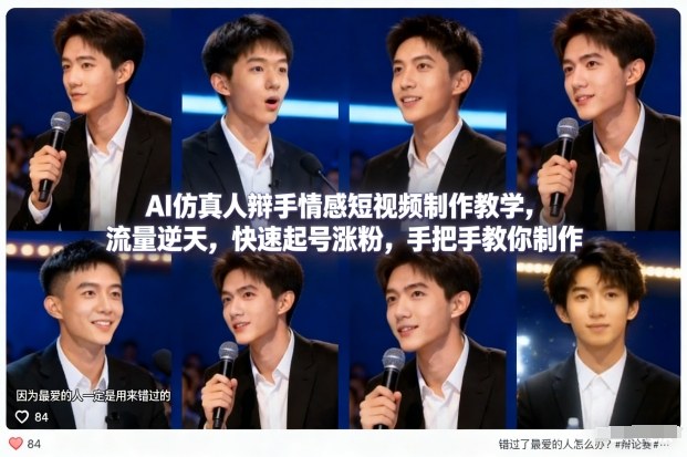 AI仿真人辩手情感短视频制作教学，流量逆天，快速起号涨粉，手把手教你制作-Ai创业网