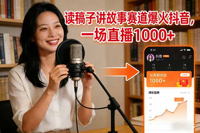 读稿子讲故事赛道爆火抖音，一场直播日入1000+-Ai创业网