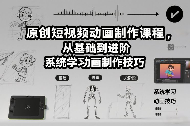 原创短视频动画制作课程，从基础到进阶，系统学习动画制作技巧-Ai创业网