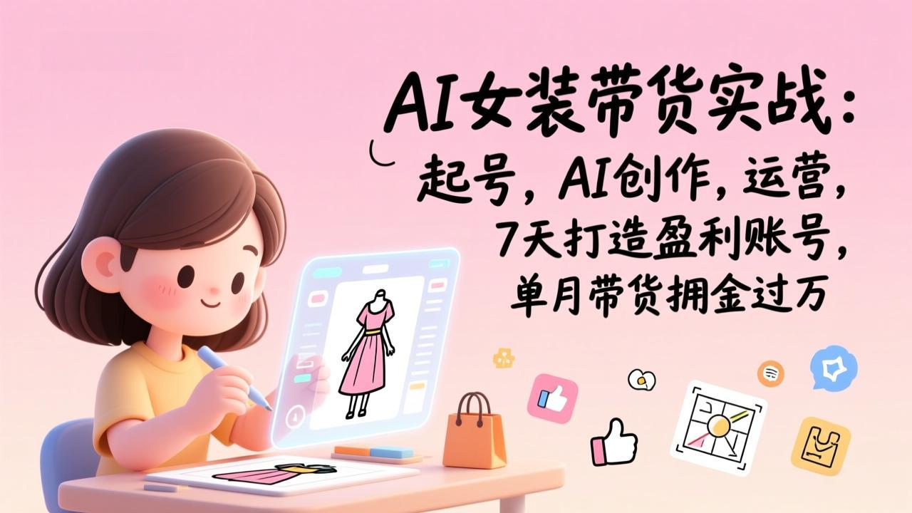AI女装带货实战：起号，AI创作，运营，7天打造盈利账号，单月带货佣金过万-Ai创业网