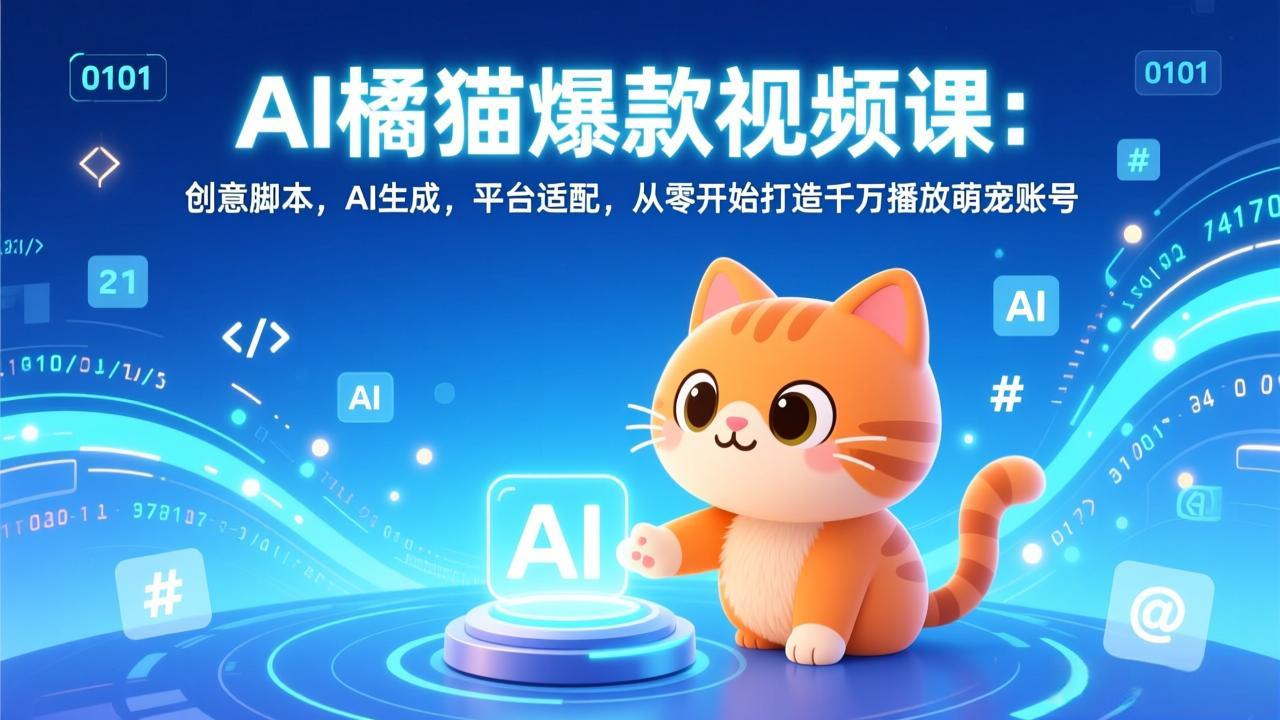 AI橘猫爆款视频课：创意脚本，AI生成，平台适配，从零开始打造千万播放萌宠账号-Ai创业网