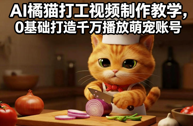 AI橘猫打工视频制作教学，流量狂飙，0基础打造千万播放萌宠账号-Ai创业网