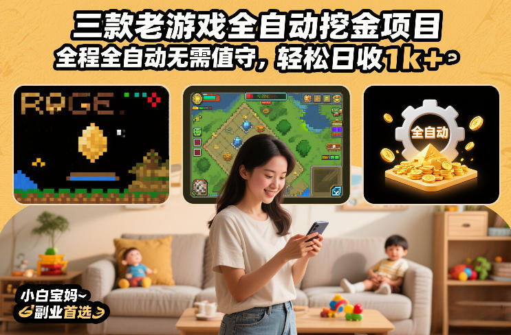 三款老游戏全自动挖金项目，全程全自动无需值守，轻松日收1k+，小白宝妈副业首选【揭秘】-Ai创业网