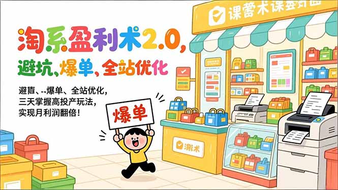 淘系盈利术2.0，避坑、爆单、全站优化，三天掌握高投产玩法，实现月利润翻倍！-Ai创业网