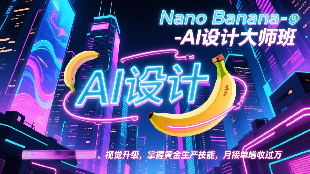 Nano Banana-AI设计大师班，修图合成、广告创作、视觉升级，掌握黄金生产技能，月接单增收过万-Ai创业网