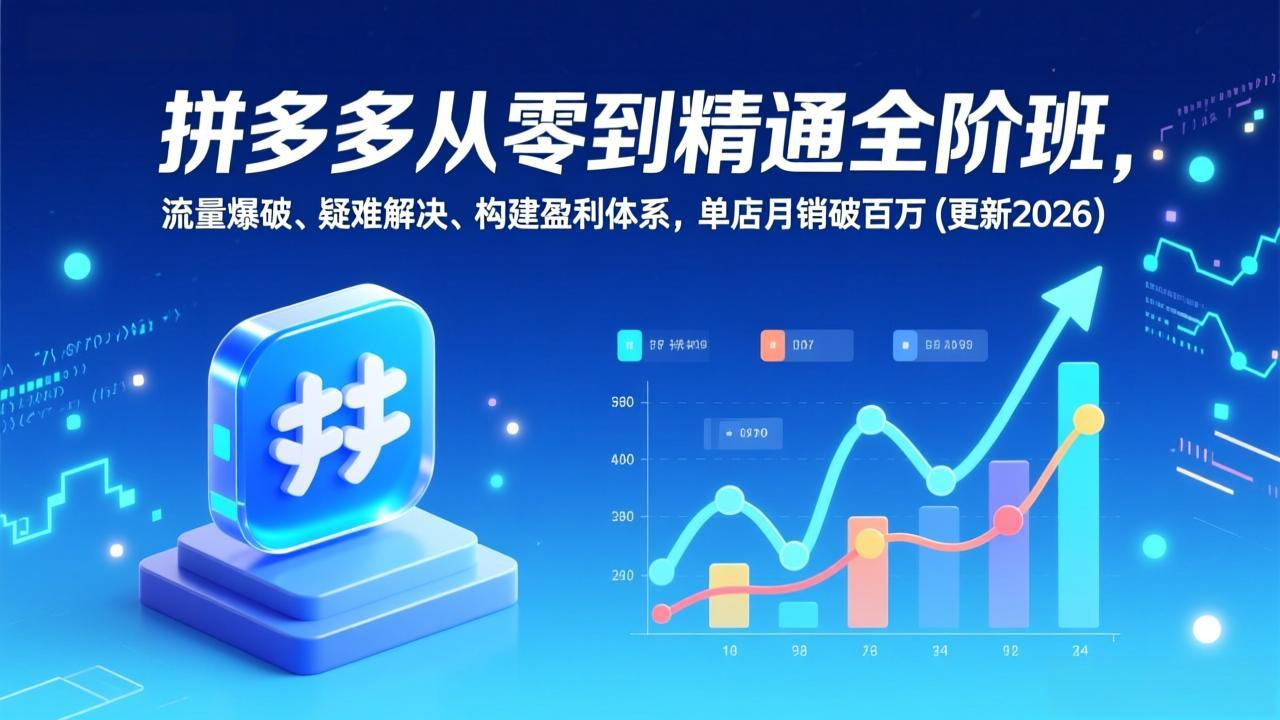 拼多多从零到精通全阶班，流量爆破、疑难解决，构建盈利体系，单店月销破百万(更新2026-Ai创业网