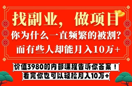 价值3980的网创内部课程，告诉你互联网创业月入10个W的秘密【揭秘】-Ai创业网