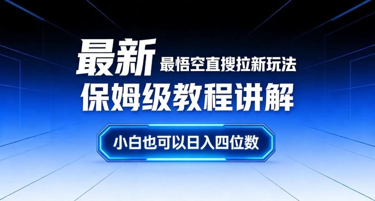 最新最悟空直搜拉新玩法保姆级教程讲解，小白也可以日入四位数-Ai创业网