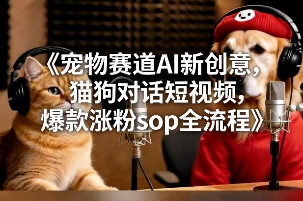 宠物赛道AI新创意，猫狗对话短视频，爆款涨粉sop全流程-Ai创业网