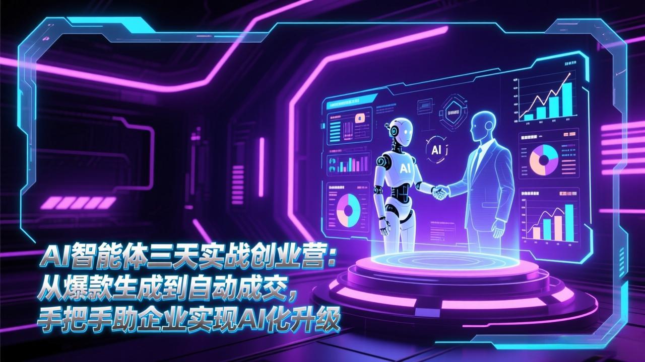 AI智能体三天实战创业营：从爆款生成到自动成交，手把手助企业实现AI化升级-Ai创业网