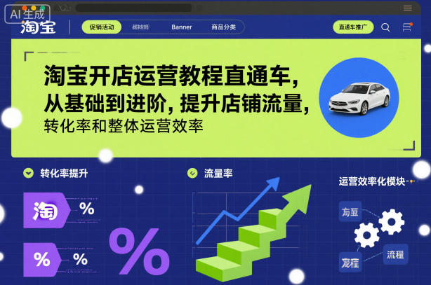 淘宝开店运营教程直通车，从基础到进阶，提升店铺流量，转化率和整体运营效率(更新26年1月)-Ai创业网