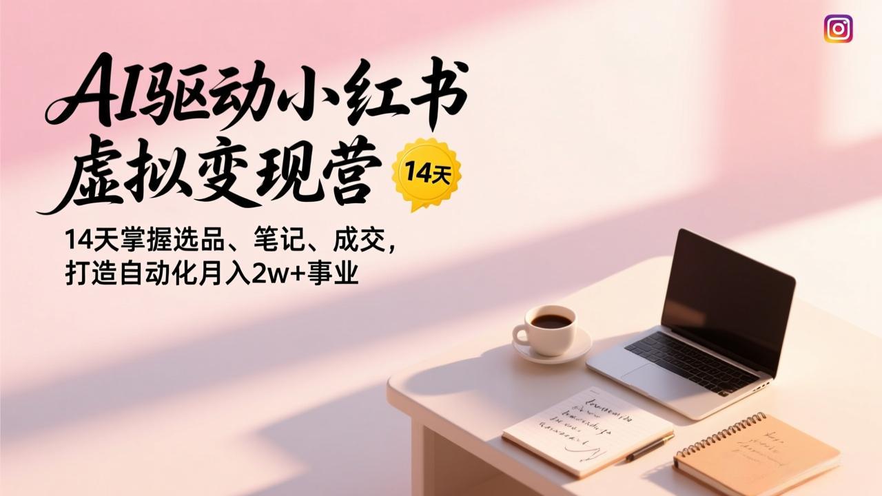 AI驱动小红书虚拟变现营，14天掌握选品、笔记、成交，打造自动化月入2w+事业-Ai创业网
