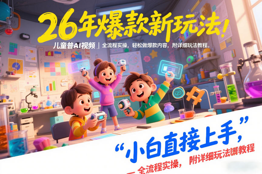 26年爆款新玩法，儿童科普AI视频，全流程实操，轻松做爆款内容，小白直接上手，附详细玩法教程-Ai创业网