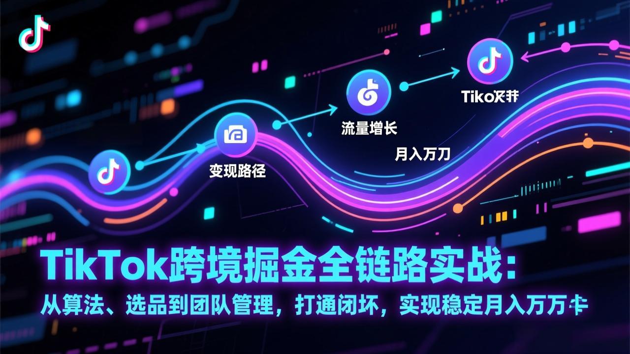 TikTok跨境掘金全链路实战：从算法、选品到团队管理，打通闭环，实现稳定月入万刀-Ai创业网