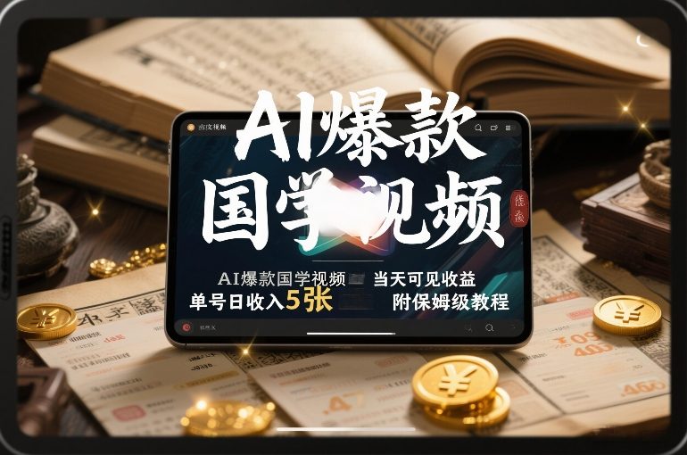 AI爆款国学视频，独家起号方法，小白直接上手，当天可见收益，单号日收入5张+附保姆级教程-Ai创业网