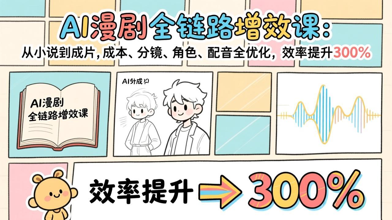 AI漫剧全链路增效课：从小说到成片，成本、分镜、角色、配音全优化，效率提升300%-Ai创业网