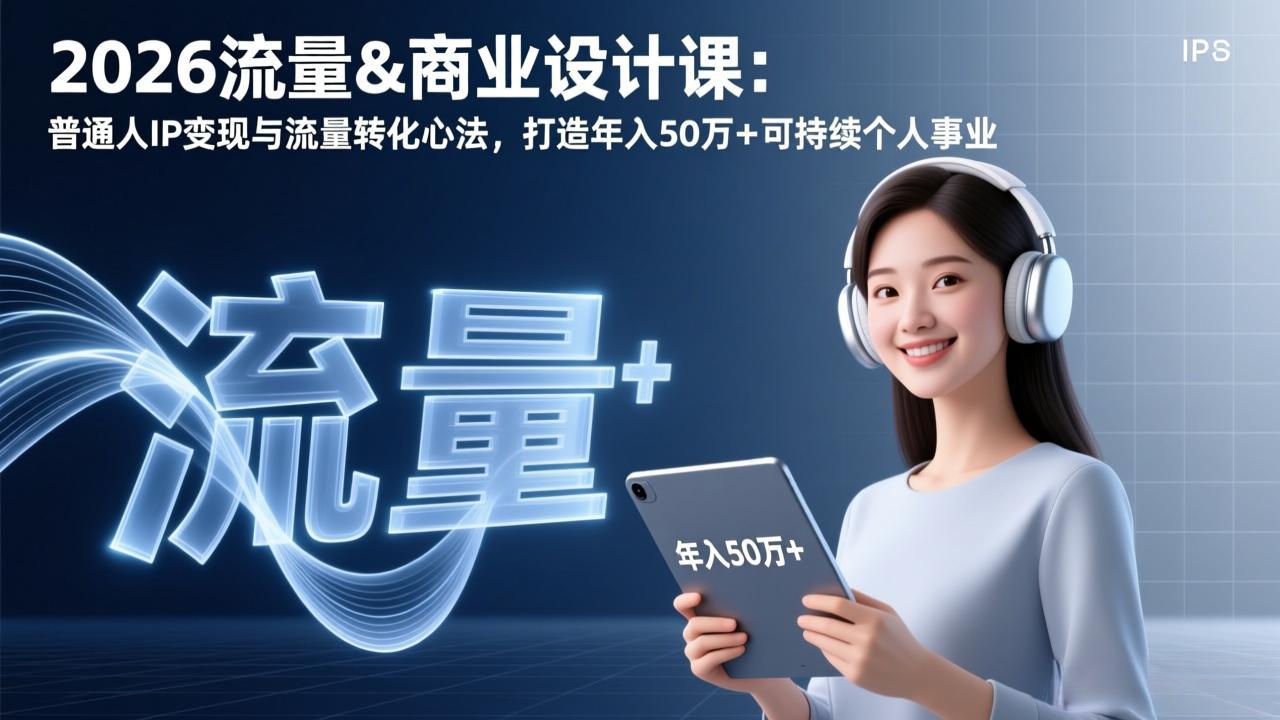 2026流量&商业设计课：普通人IP变现与流量转化心法，打造年入50万+可持续个人事业-Ai创业网